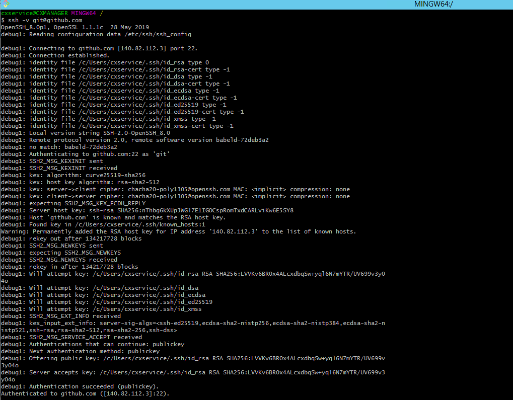 Troubleshoot git connection through ssh