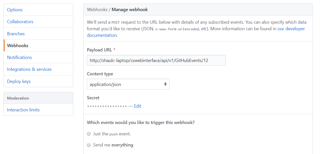 How to Create a Github hook Manually